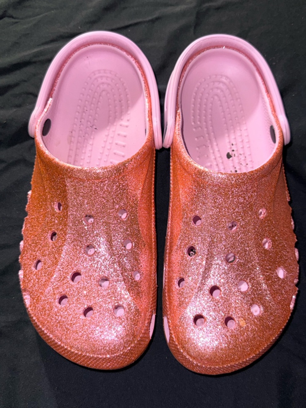 CROCS Glitter Slip-On Clogs in Pink and Rose